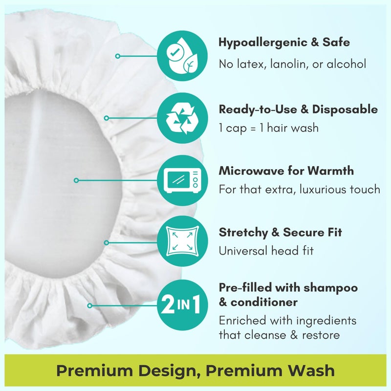 Nurture Valley No Water Rinse Free Shampoo Cap by Nurture | Microwavable Hair Washing & Conditioning Shower Caps | Waterless Bathing | Disposable & Hypoallergenic for Adults  Bedridden & Elderly - Image 5
